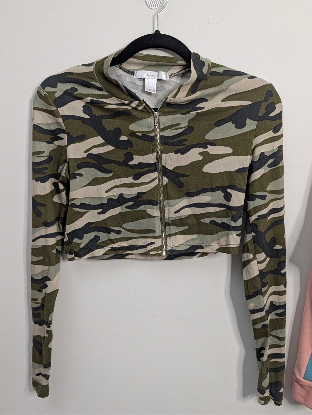 Revamped Cropped Camo Bomber Jacket in Olive, Tan & Black
